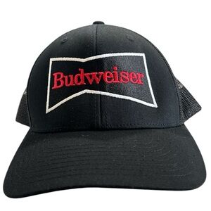 Budweiser Beer Mesh Snap Back Truckers Hat Ball Cap Black